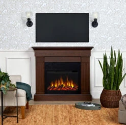 47" Crawford Chestnut Oak Slim Infrared Electric Fireplace -Electric Radiators Direct 8020E CO2
