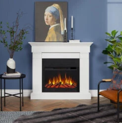 47" Crawford White Slim Infrared Electric Fireplace -Electric Radiators Direct 8020E W2