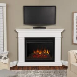 55.5" Kennedy Grand White Corner Electric Fireplace