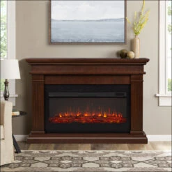 58" Beau Dark Walnut Electric Fireplace