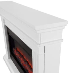 58" Beau White Electric Fireplace -Electric Radiators Direct 8080E W Corner