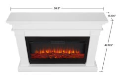 58" Beau White Electric Fireplace -Electric Radiators Direct 8080E W DIMS