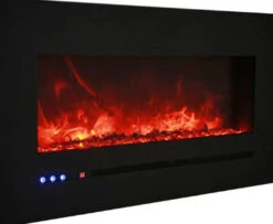 48" Sierra Flush Wall Mount Electric Fireplace W/ Steel Surrounding With Clear Media -Electric Radiators Direct 82B