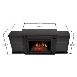 83" Tracey Grand Black Entertainment Center Infrared Electric Fireplace -Electric Radiators Direct 8720E BLK Tracey DIMS HI RES