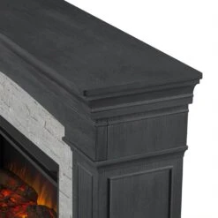 63" Deland Grand Real Flame Gray Stone Electric Fireplace -Electric Radiators Direct 9 107