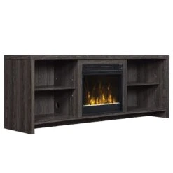 60" Shelter Cove Black TV Entertainment Media Stand W/ Electric Fireplace -Electric Radiators Direct D 18MM6037 PW07 02 ffsd