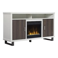 54" Maya White TV Entertainment Media Stand W/ Electric Fireplace -Electric Radiators Direct D 18MM6072 PT85 02 ffsd
