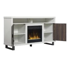 54" Maya White TV Entertainment Media Stand W/ Electric Fireplace -Electric Radiators Direct D 18MM6072 PT85 03 ffsd