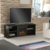 60" Shelter Cove Black TV Entertainment Media Stand W/ Electric Fireplace -Electric Radiators Direct D 18mm6037 pw07s 8 MZ 1000 ffsd