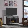 54" Maya White TV Entertainment Media Stand W/ Electric Fireplace -Electric Radiators Direct D 18mm6072 pt85s tv stand electric fireplace l1 ffsd
