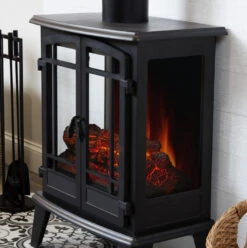 25" Foster Real Flame Black Electric Fireplace Stove -Electric Radiators Direct Foster202