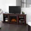 72" Fresno Walnut Electric Media Fireplace -Electric Radiators Direct G1200E DW Lifestyle