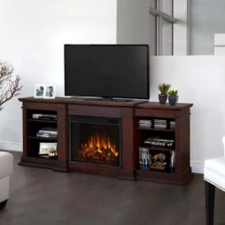 72" Fresno Walnut Electric Media Fireplace