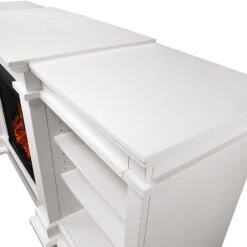 72" Fresno White Electric Media Fireplace -Electric Radiators Direct G1200E W Corner