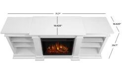 72" Fresno White Electric Media Fireplace -Electric Radiators Direct G1200E W Dims