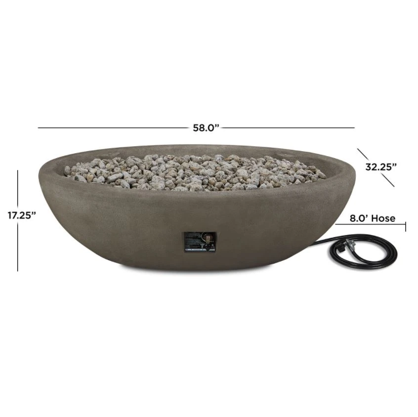 58" Glacier Gray Riverside Large Oval LP Fire Bowl 5 58" Glacier Gray Riverside Large Oval LP Fire Bowl - Image 3