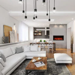 88" Symmetry Xtra Tall Smart Electric Indoor / Outdoor WiFi Enabled Fireplace -Electric Radiators Direct SYM 42XT YO Drift Room 04