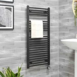 Ecostrad Fina-E Thermostatic Electric Towel Rail - Anthracite -Electric Radiators Direct a digital2
