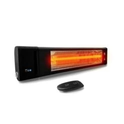 Ecostrad Apex Infrared Patio Heater - Black 1.8kw With Remote -Electric Radiators Direct apex side switched on