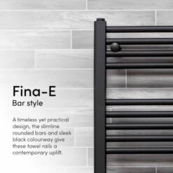 Ecostrad Fina-E IQ WiFi Electric Towel Rail - Black -Electric Radiators Direct black fina 2
