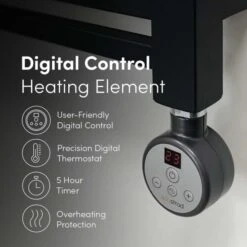 Ecostrad Fina-E Thermostatic Electric Towel Rails - Black -Electric Radiators Direct black or anthracite digital usp 1 5