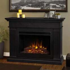 55.5" Centennial Real Flame Black Electric Fireplace