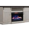 77" Cabaret Weathered White TV Stand Infrared Electric Fireplace
