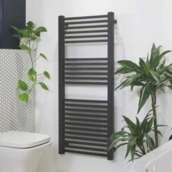 Ecostrad Cube Electric Towel Rail - Anthracite 600w (500 X 1200mm) -Electric Radiators Direct cube anthracite 500x1200 basic angle