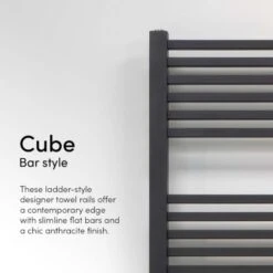 Ecostrad Cube Bluetooth Electric Towel Rail - Anthracite -Electric Radiators Direct cube a 1
