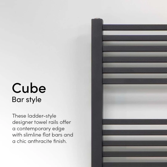 Ecostrad Cube Bluetooth Electric Towel Rail - Anthracite 600w (500 X 1200mm) 7 Ecostrad Cube Bluetooth Electric Towel Rail - Anthracite 600w (500 X 1200mm) - Image 5
