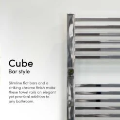 Ecostrad Cube IQ WiFi Electric Towel Rail - Chrome 600w (500 X 1200mm) -Electric Radiators Direct cube chrome bar style 5