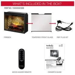 30" Dimplex Revillusion Herringbone With Glass Fireplace -Electric Radiators Direct d6 08