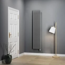Terma Rolo E Vertical Designer Electric Radiator - Salt 'n' Pepper 1000w (480 X 1800mm) -Electric Radiators Direct ean 5901804743122 wlror180037 ssppesmobp01 electric radiator rolo room e 1800x370 salt pepper lifestyle