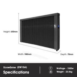 Ecostrad Ecowärme Electric Radiator - Anthracite 1500w -Electric Radiators Direct ew15a