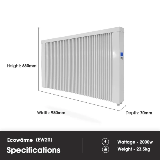 Ecostrad Ecowärme Electric Radiator - White 2000w 5 Ecostrad Ecowärme Electric Radiator - White 2000w - Image 3