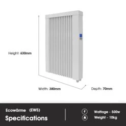 Ecostrad Ecowärme Electric Radiator - White 500w -Electric Radiators Direct ew5 dimensions