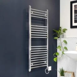 Ecostrad Fina-E Electric Towel Rail - Chrome 300w (500 X 1100mm) -Electric Radiators Direct fina chrome 500x1200 basic angle 2