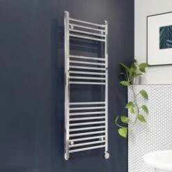 Ecostrad Fina-E Bluetooth Electric Towel Rail - Chrome 200w (300 X 1100mm) -Electric Radiators Direct fina chrome 500x1200 moa angle