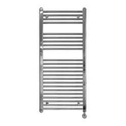 Ecostrad Fina-E Thermostatic Electric Towel Rail - Chrome 300w (500 X 1100mm) -Electric Radiators Direct fina e 1100x500 fe t 30 c cutout front 1
