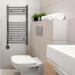 Ecostrad Fina-E IQ WiFi Electric Towel Rail - Chrome 17 Ecostrad Fina-E IQ WiFi Electric Towel Rail - Chrome -Electric Radiators Direct fina e iq wifi 300w 400x700 lifestyle 1 1