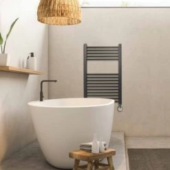 Ecostrad Fina-E Thermostatic Electric Towel Rail - Anthracite -Electric Radiators Direct fina e thermostatic 500x800 lifestyle 1 2