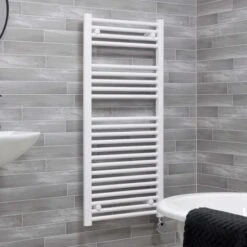 Ecostrad Fina-E Thermostatic Electric Towel Rail - White 300w (500 X 1100mm) -Electric Radiators Direct fina white 500x1100 digital angle