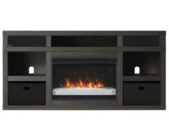 64.3" Greatlin Black Walnut Entertainment Center Fireplace -Electric Radiators Direct fire1