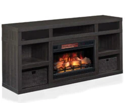 64.3" Greatlin Black Walnut Entertainment Center Fireplace -Electric Radiators Direct fire2