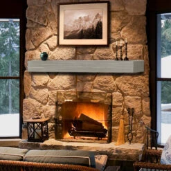 48" / 60" / 72" Zachary Mantel Shelf - Graywash Finish -Electric Radiators Direct g11