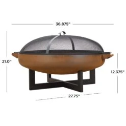 34" LaPorte Wood-Burning Fire Pit In Rust -Electric Radiators Direct lA205