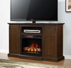 68.25" Manning Saw Cut Espresso Infrared Entertainment Center Electric Fireplace -Electric Radiators Direct manning