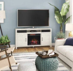 63" Melissa Old White Pine Infrared TV Stand Electric Fireplace