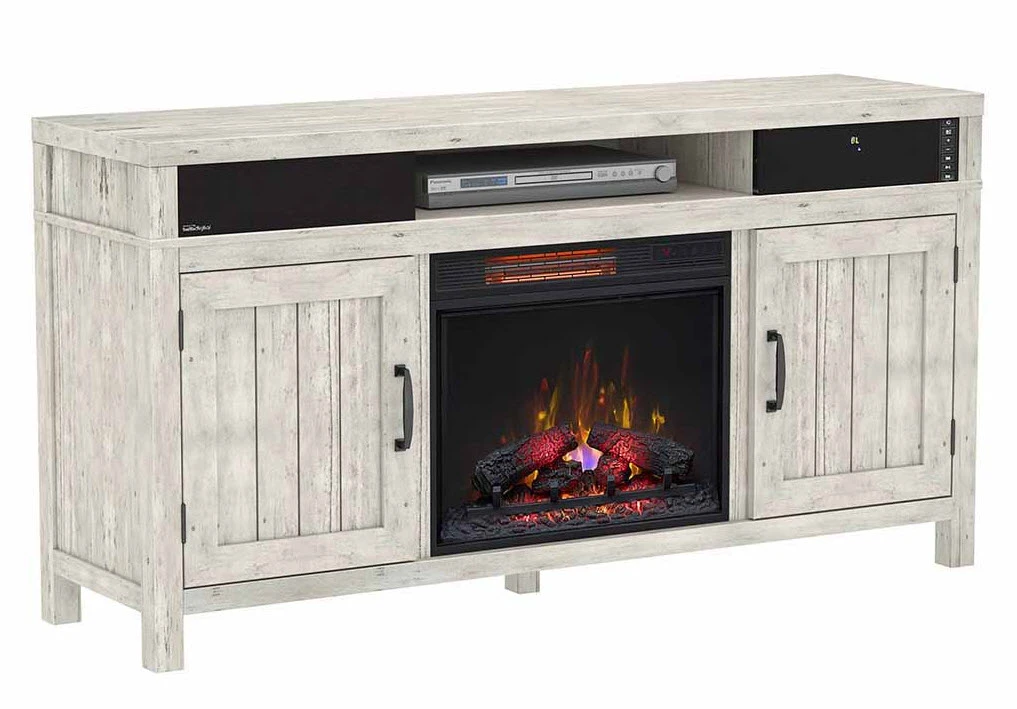63" Melissa Old White Pine Infrared TV Stand Electric Fireplace 4 63" Melissa Old White Pine Infrared TV Stand Electric Fireplace - Image 2