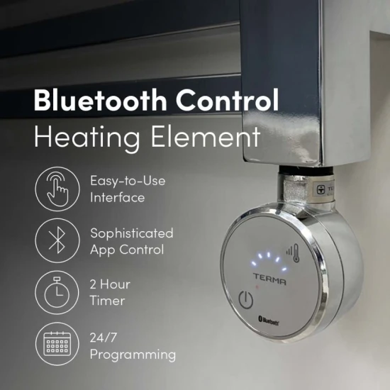 Ecostrad Fina-E Bluetooth Electric Towel Rail - Chrome 300w (500 X 1100mm) 6 Ecostrad Fina-E Bluetooth Electric Towel Rail - Chrome 300w (500 X 1100mm) - Image 4